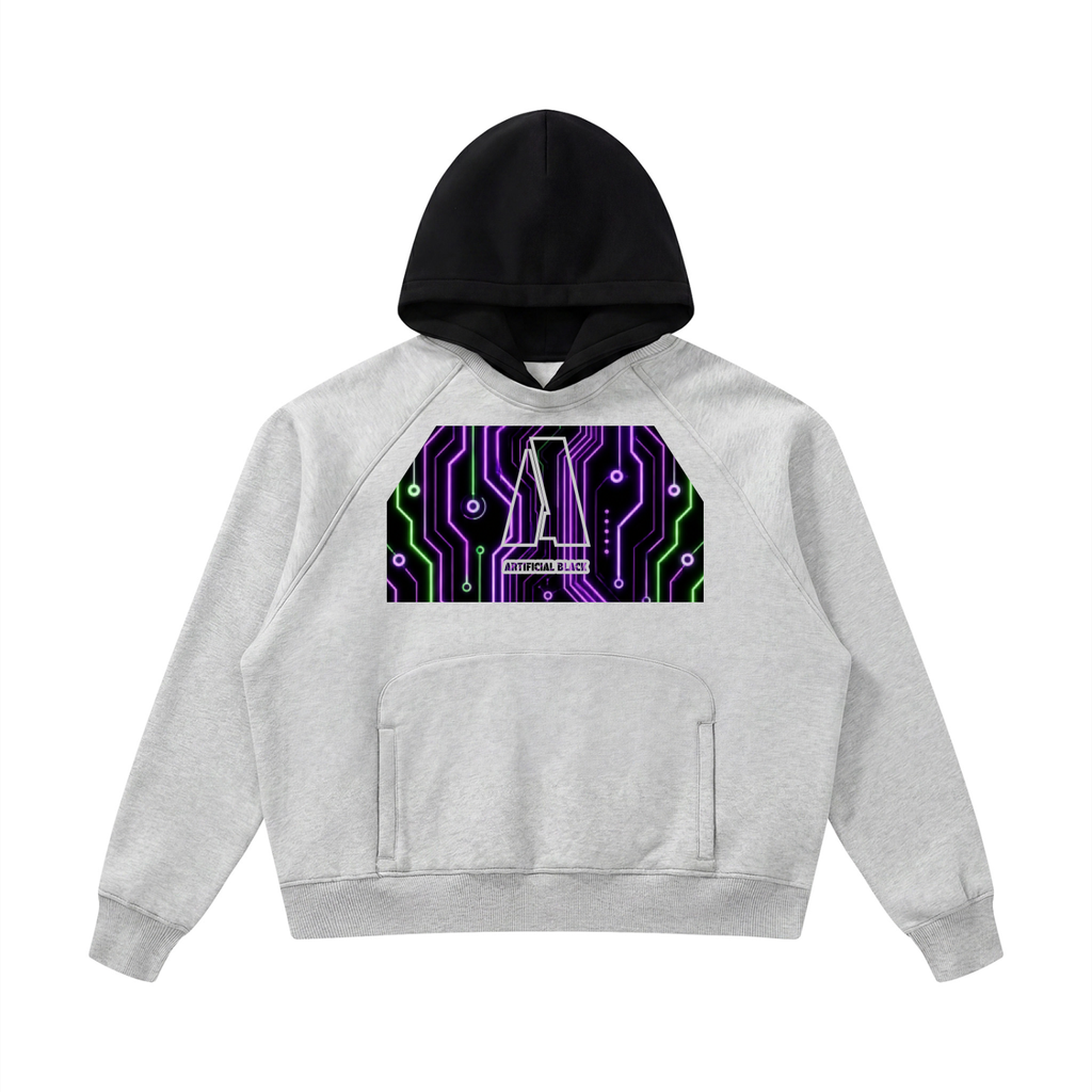 Unisex Fleece Raglan Digitally Enhanced Contrast Hoodie