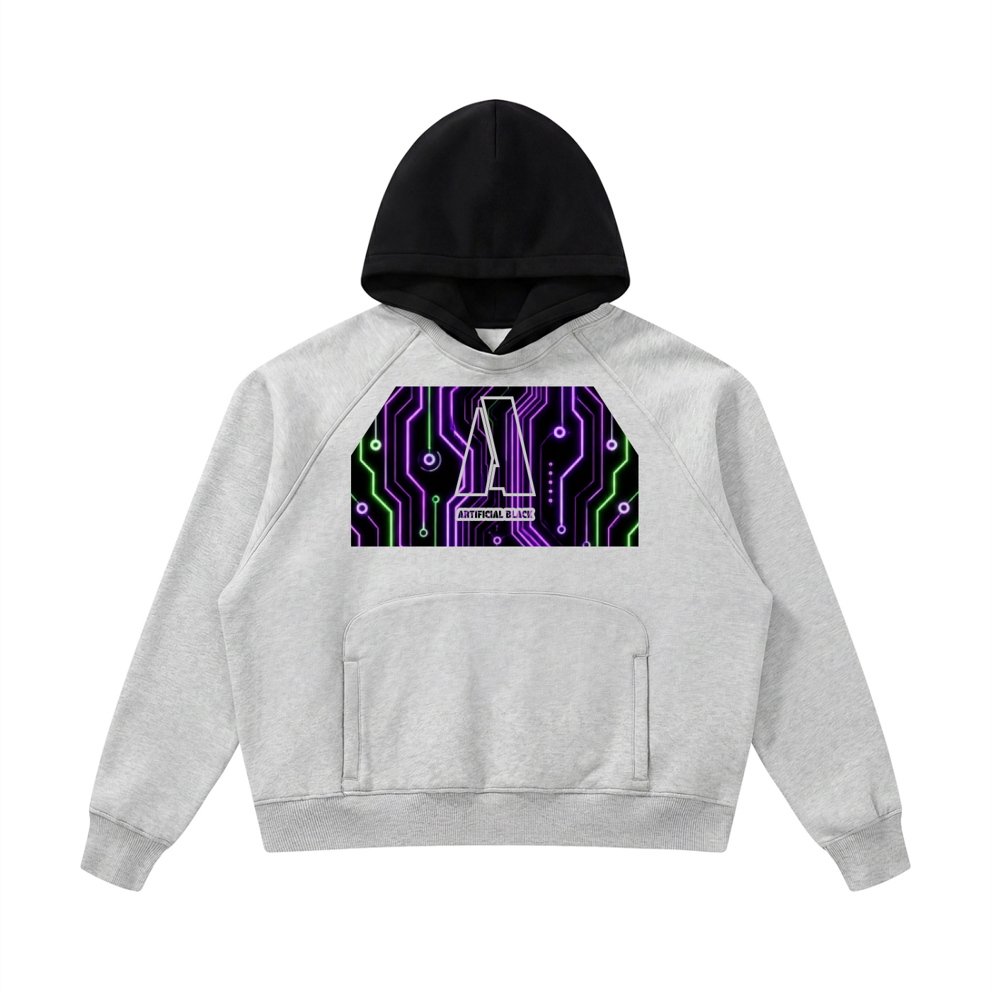 Unisex Fleece Raglan Digitally Enhanced Contrast Hoodie