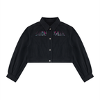 Neon City Nights Crop Denim Jacket