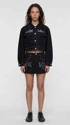 Neon City Nights Crop Denim Jacket