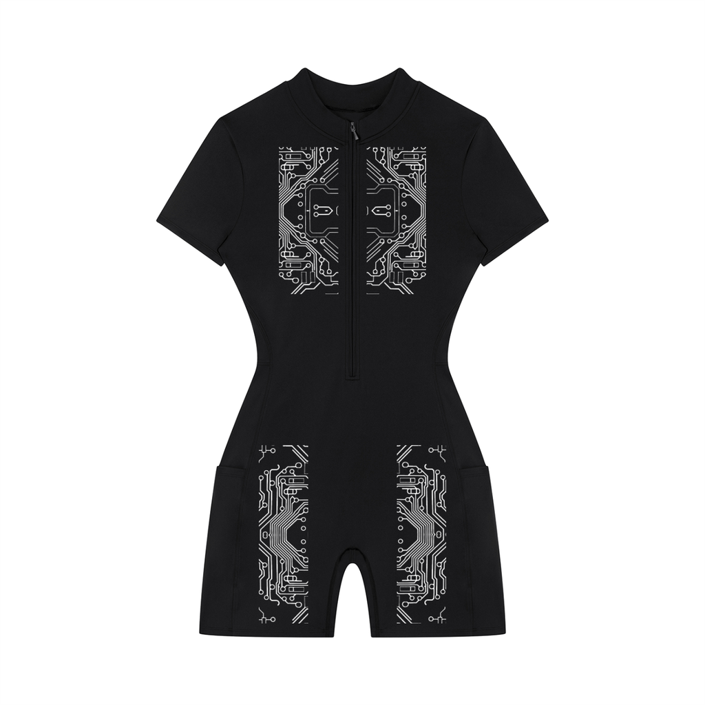 Women's Quarter-Zip Short Sleeve Romper