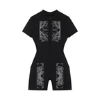 Women's Quarter-Zip Short Sleeve Romper