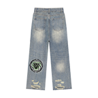 Vintage Wash Distressed Denim Jeans