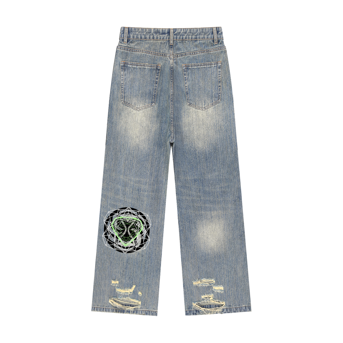 Vintage Wash Distressed Denim Jeans
