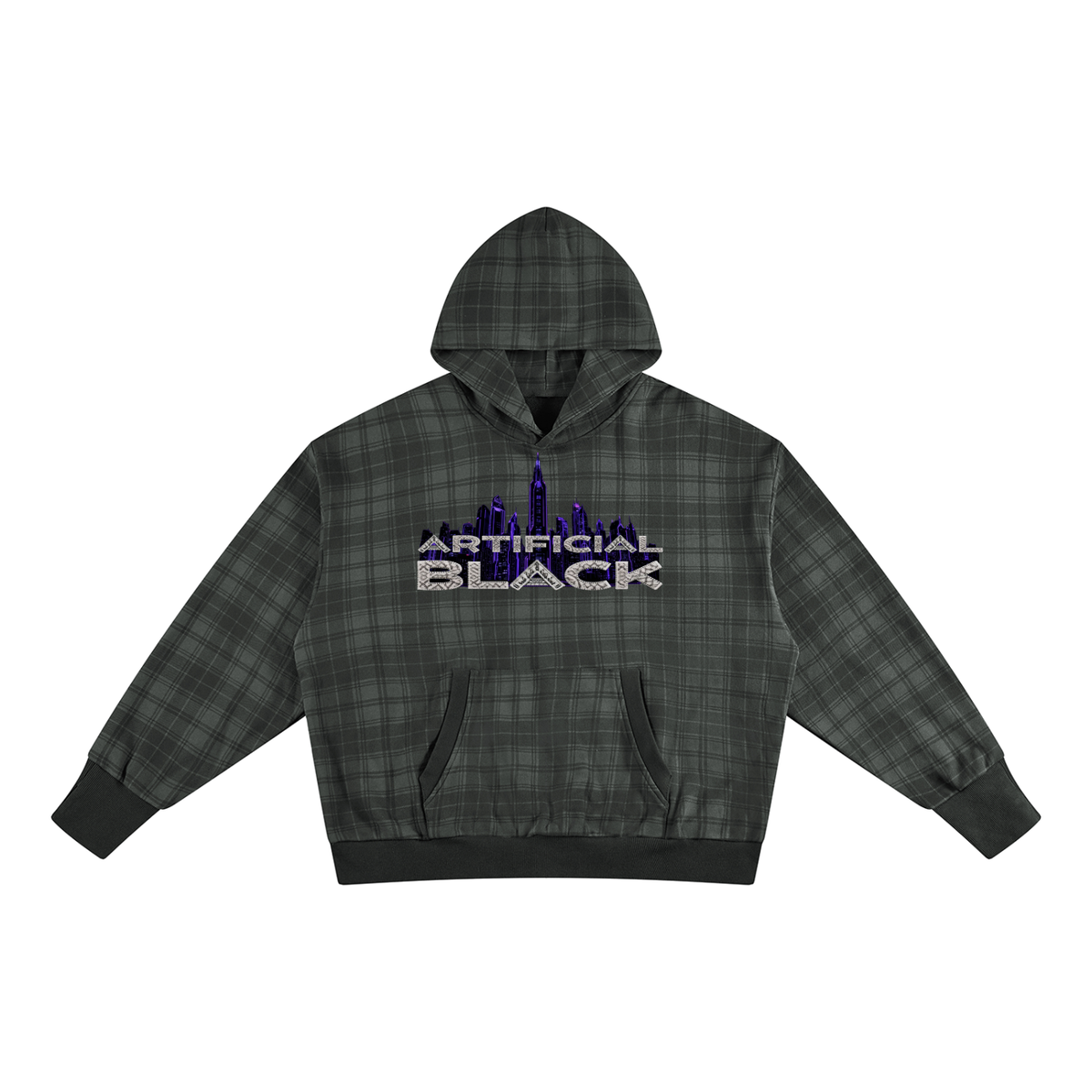 Unisex Plaid Color Block Hoodie