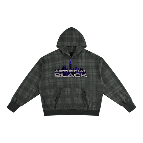 Unisex Plaid Color Block Hoodie