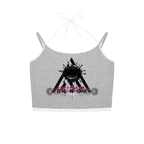 Diamond Line Contrast Binding Halter Tank Top