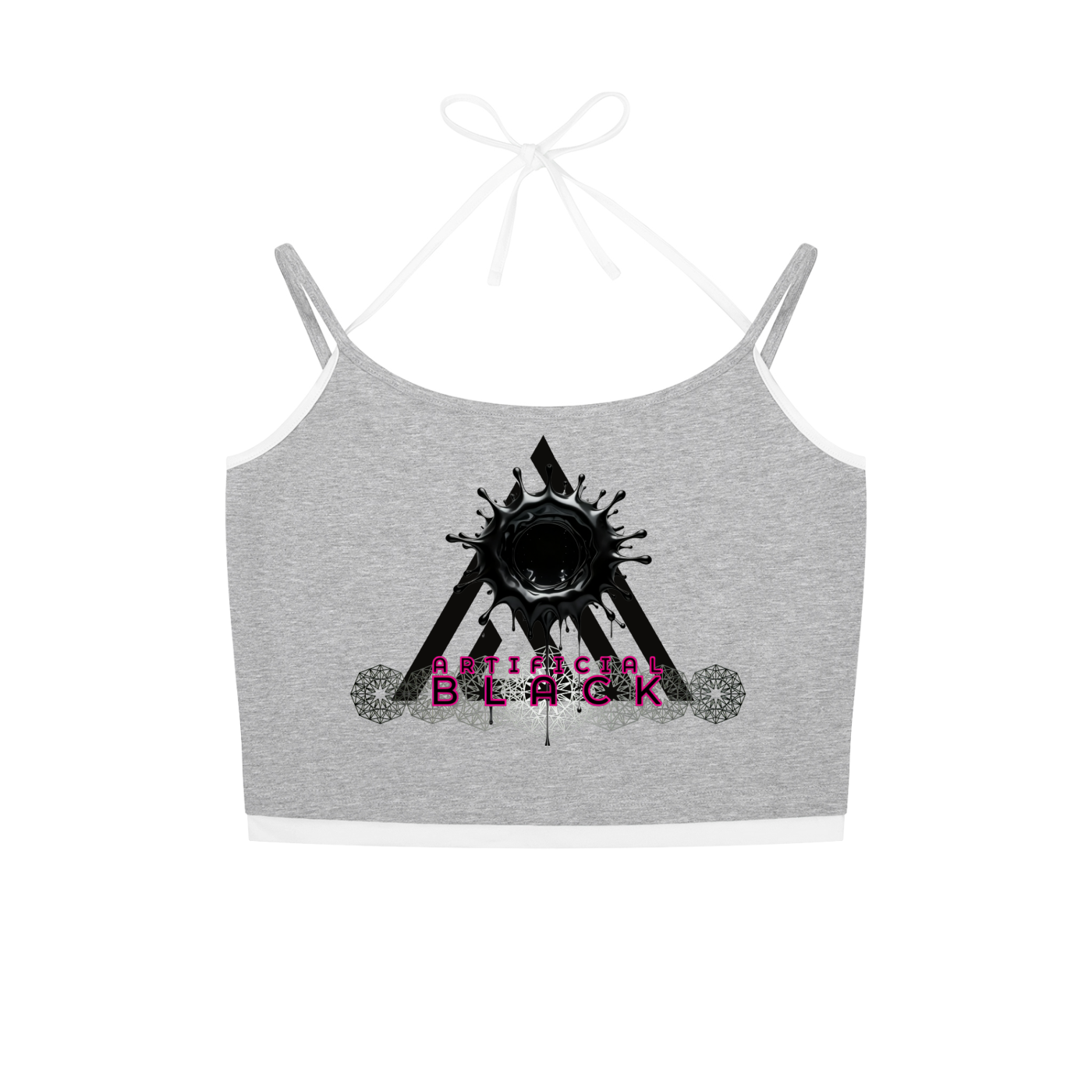 Diamond Line Contrast Binding Halter Tank Top