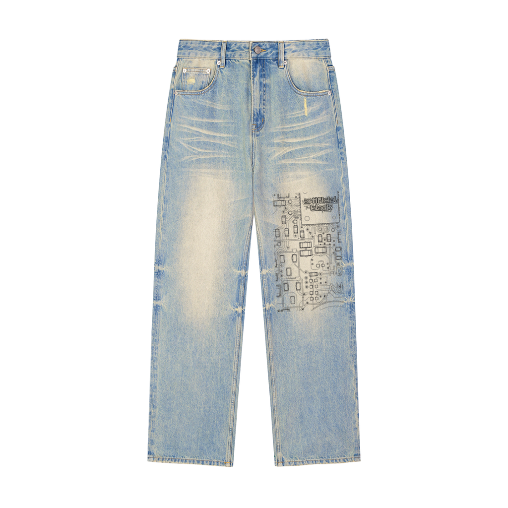 Digitally Enhanced Sun Fade Jeans