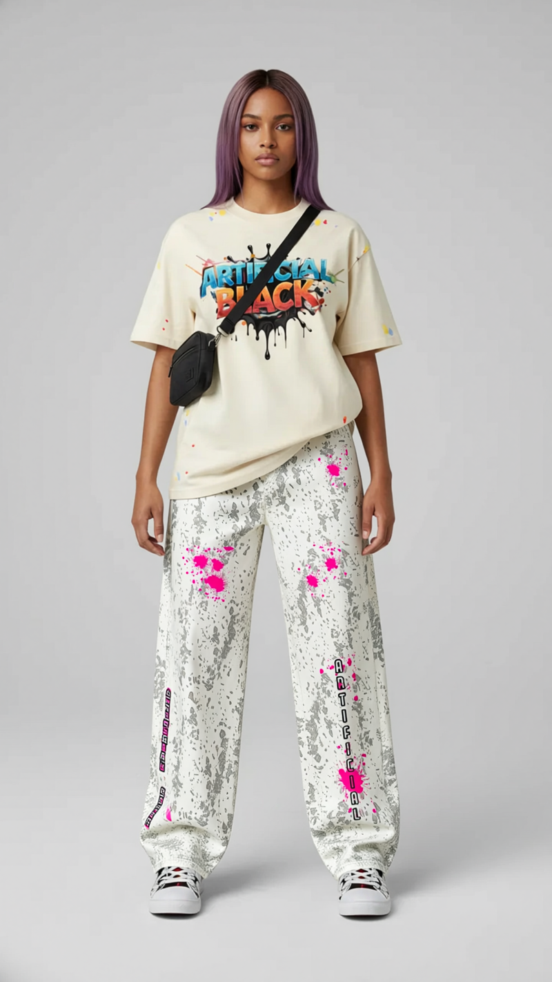 Women's Antimatter Splatter Barrel Leg Jeans