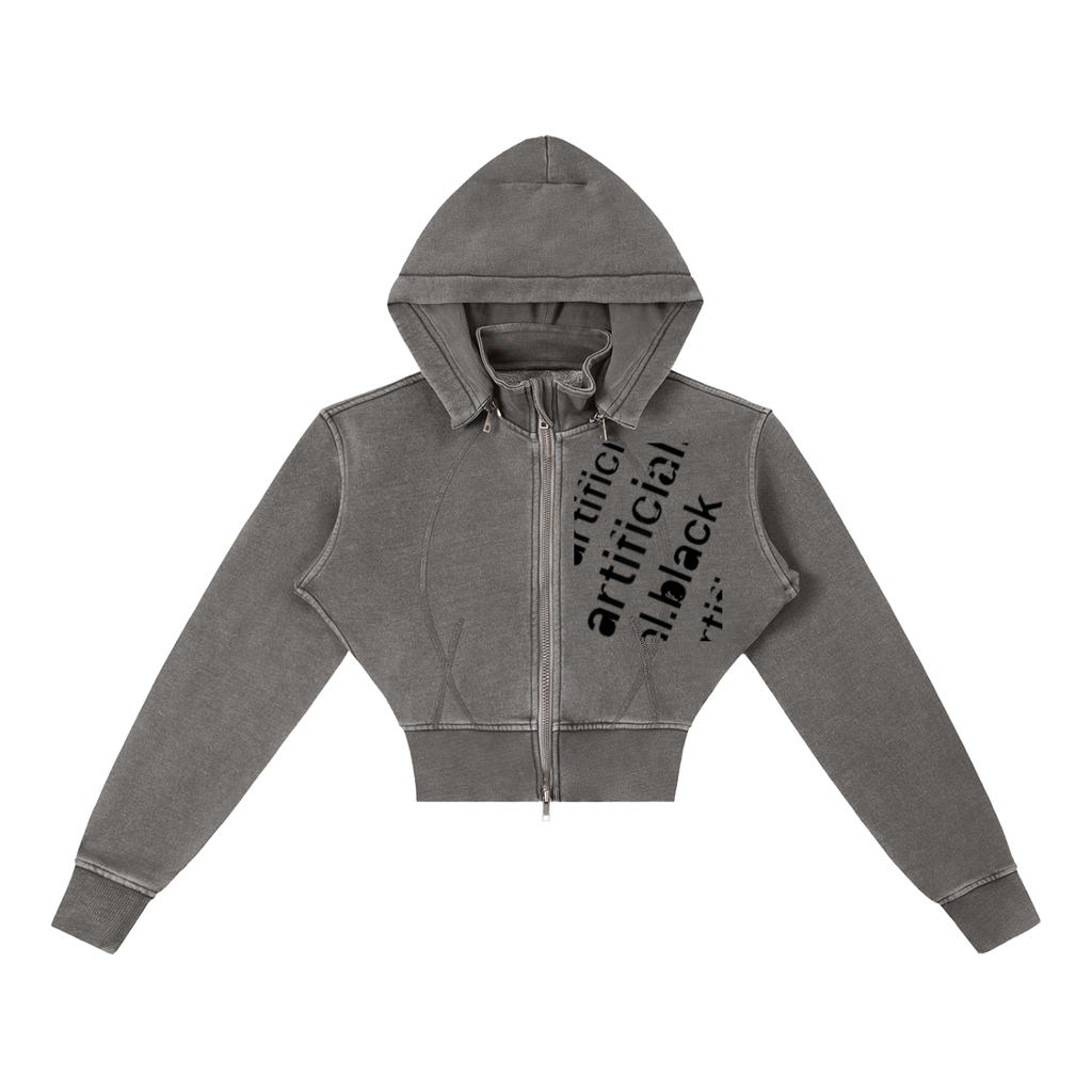 A.B. Standard Issue Vintage Washed Cropped Fleece Hoodie