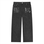 Digitally Enhanced Vintage Wash Straight Leg Jeans