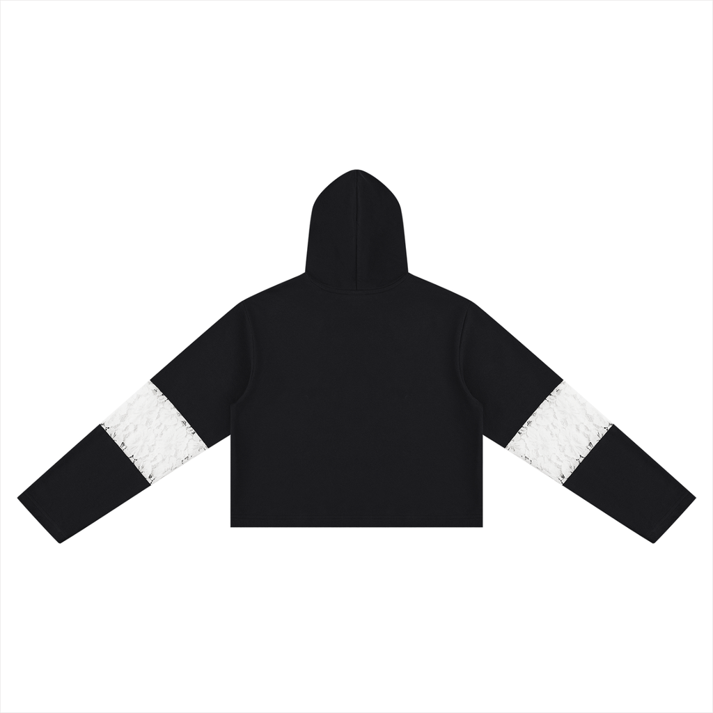 Women’s Cropped time Vines & Lace-Panel Hoodie
