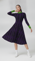 Neon Circuits Long Sleeve Midi Dress