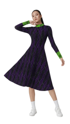 Neon Circuits Long Sleeve Midi Dress
