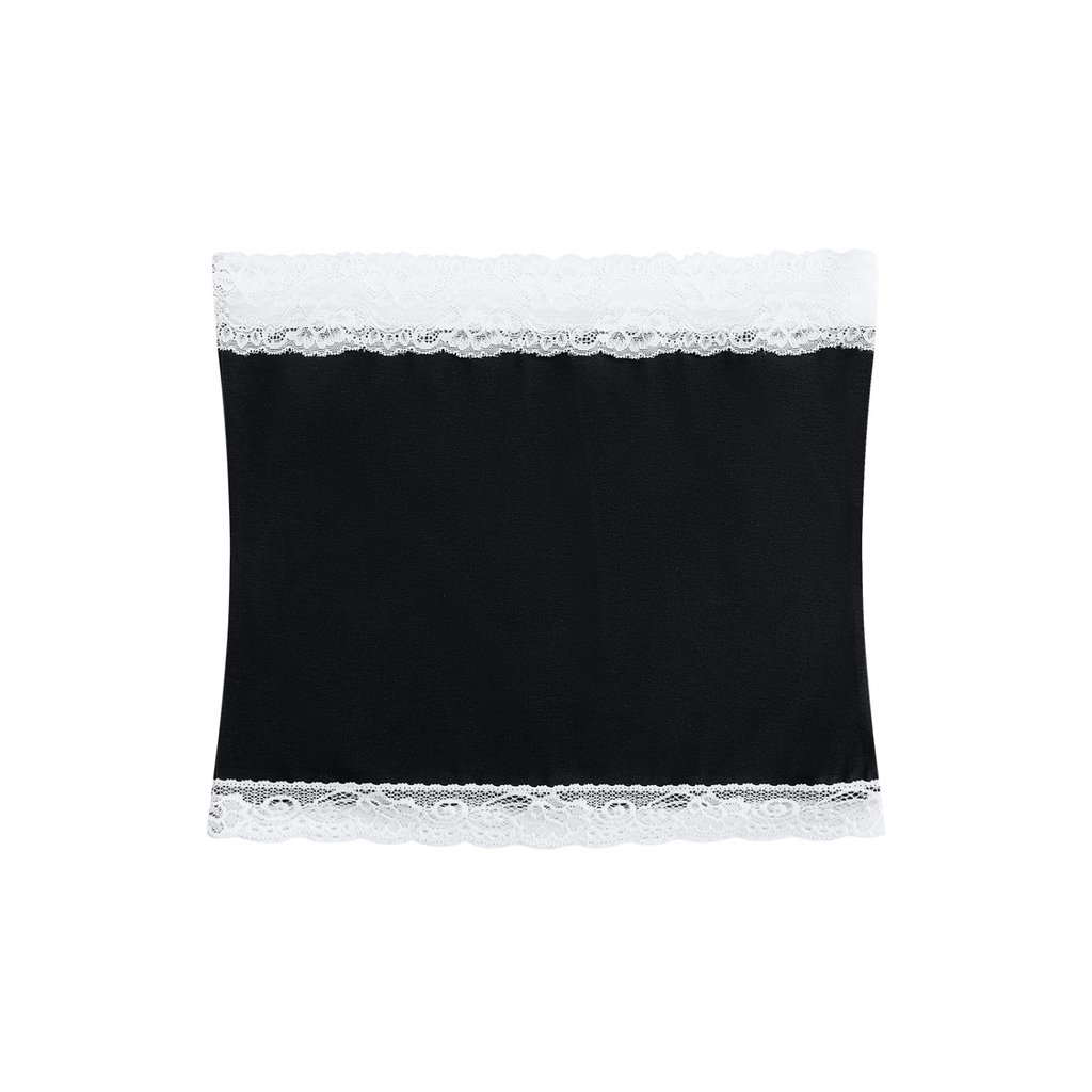Women's Cropped Paneled Tube Top Diamonds and Lace