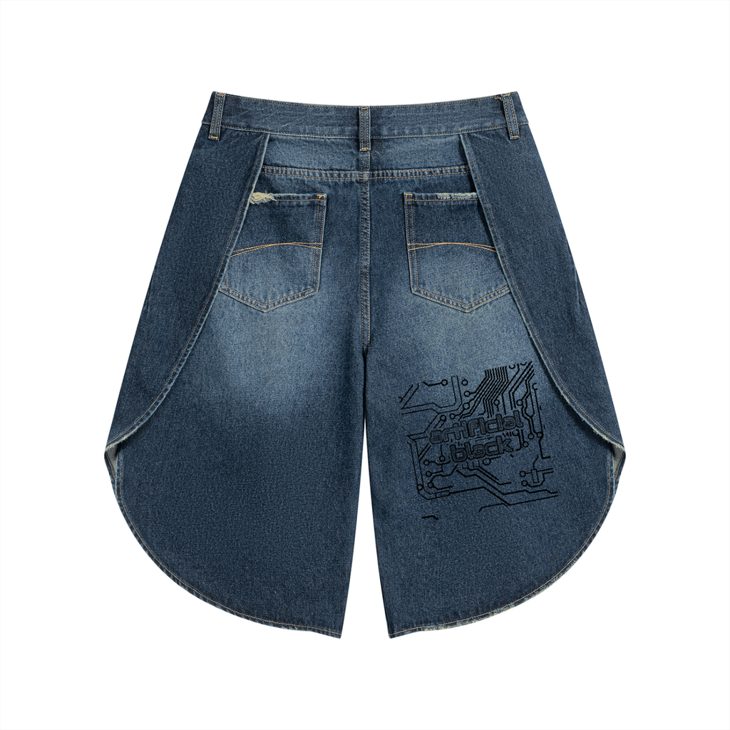 Men’s Wide Leg Digital Denim Shorts