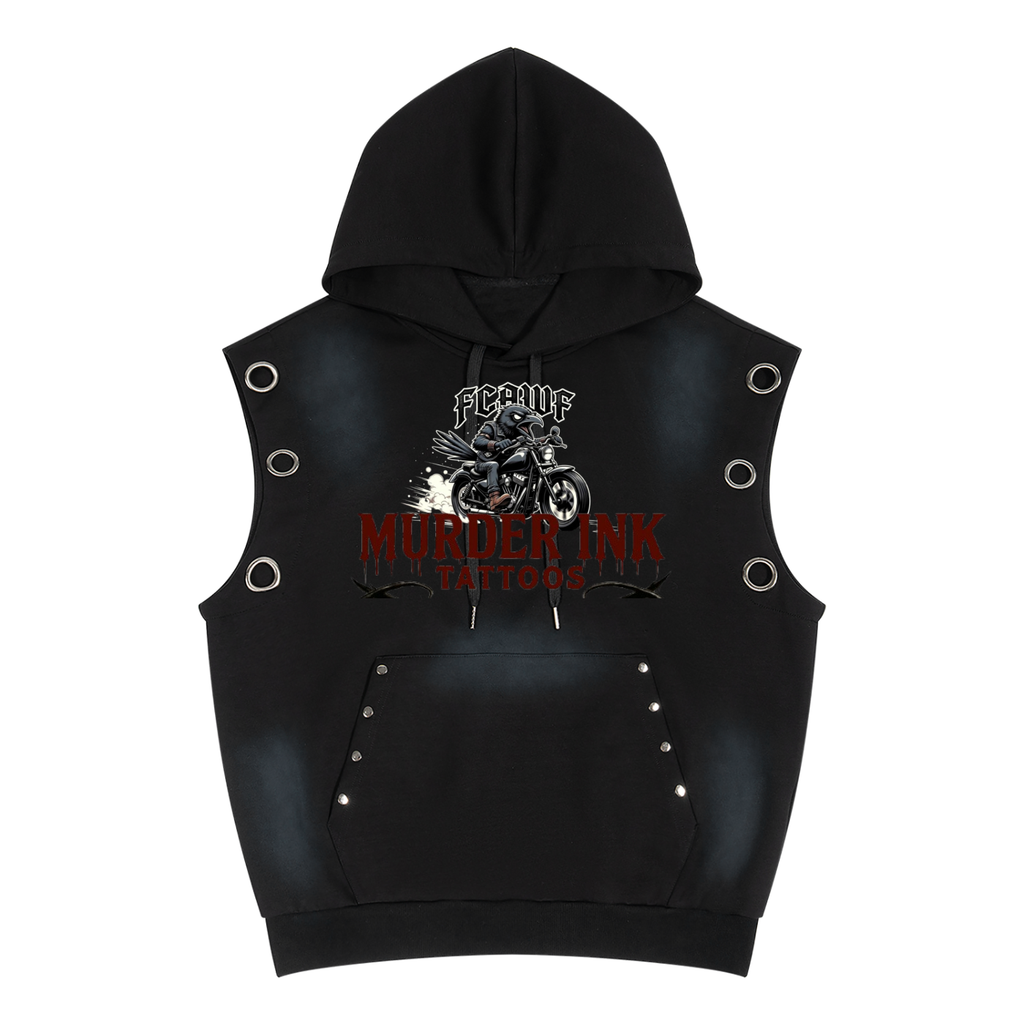 Murder Ink Tattoos Vintage Sleeveless Hoodie