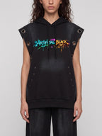 Vintage Graffiti Sun Fade Sleeveless Hoodie