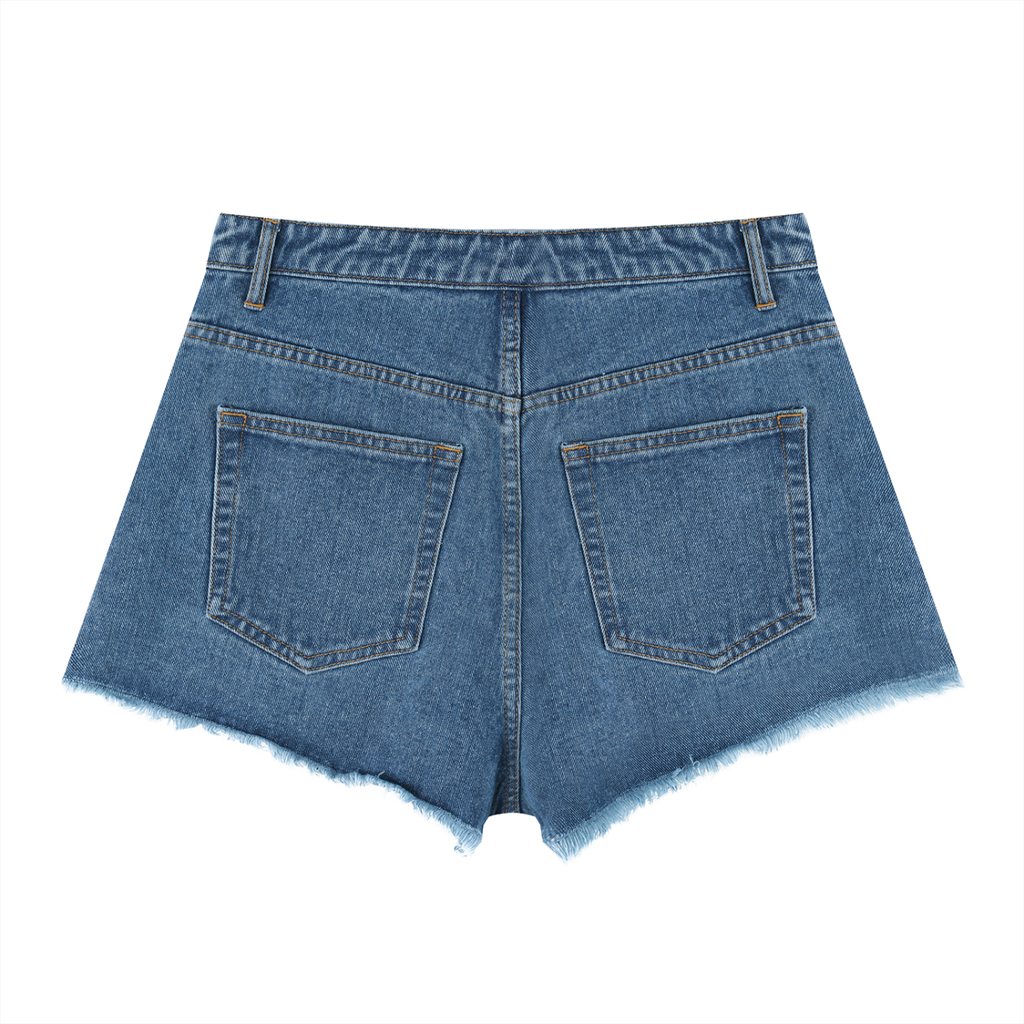 Women’s Digitally Enhanced Vintage Wash High Rise Denim Shorts
