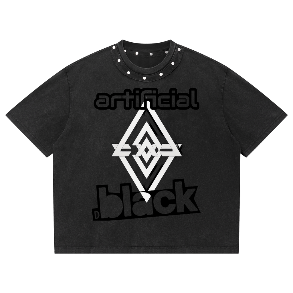 Unisex Washed Boxy Studded T-Shirt