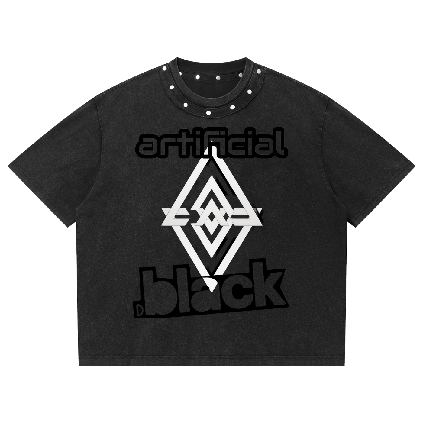 Unisex Washed Boxy Studded T-Shirt