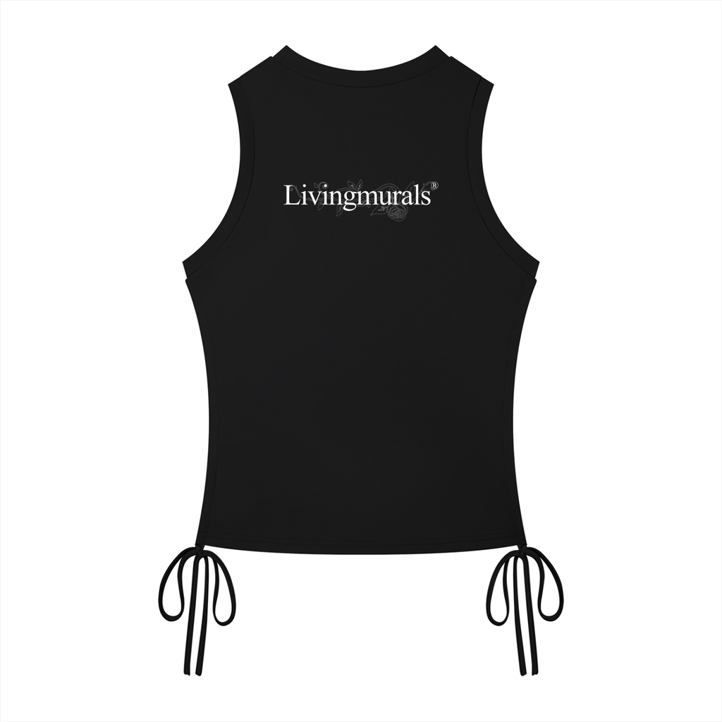 Livingmurals  X Artificial.Black Drawstring Tank Top
