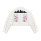Neon City Nights Crop Denim Jacket