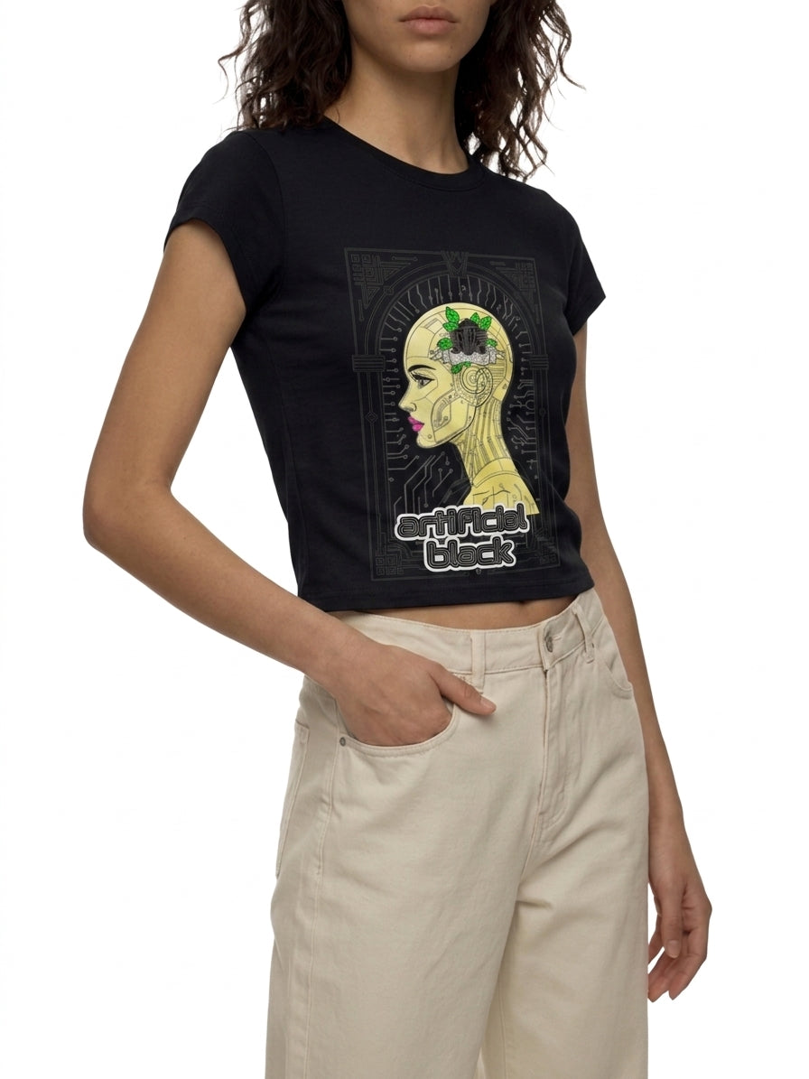 Women's Slim-Fit Silicone Skin Cropped T-Shirt