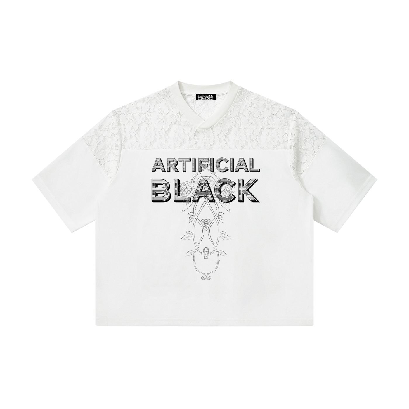 Unisex Artificial Lace and Vines  V-Neck T-Shirt