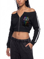 Women's Off-Shoulder Full Zip Hoodie