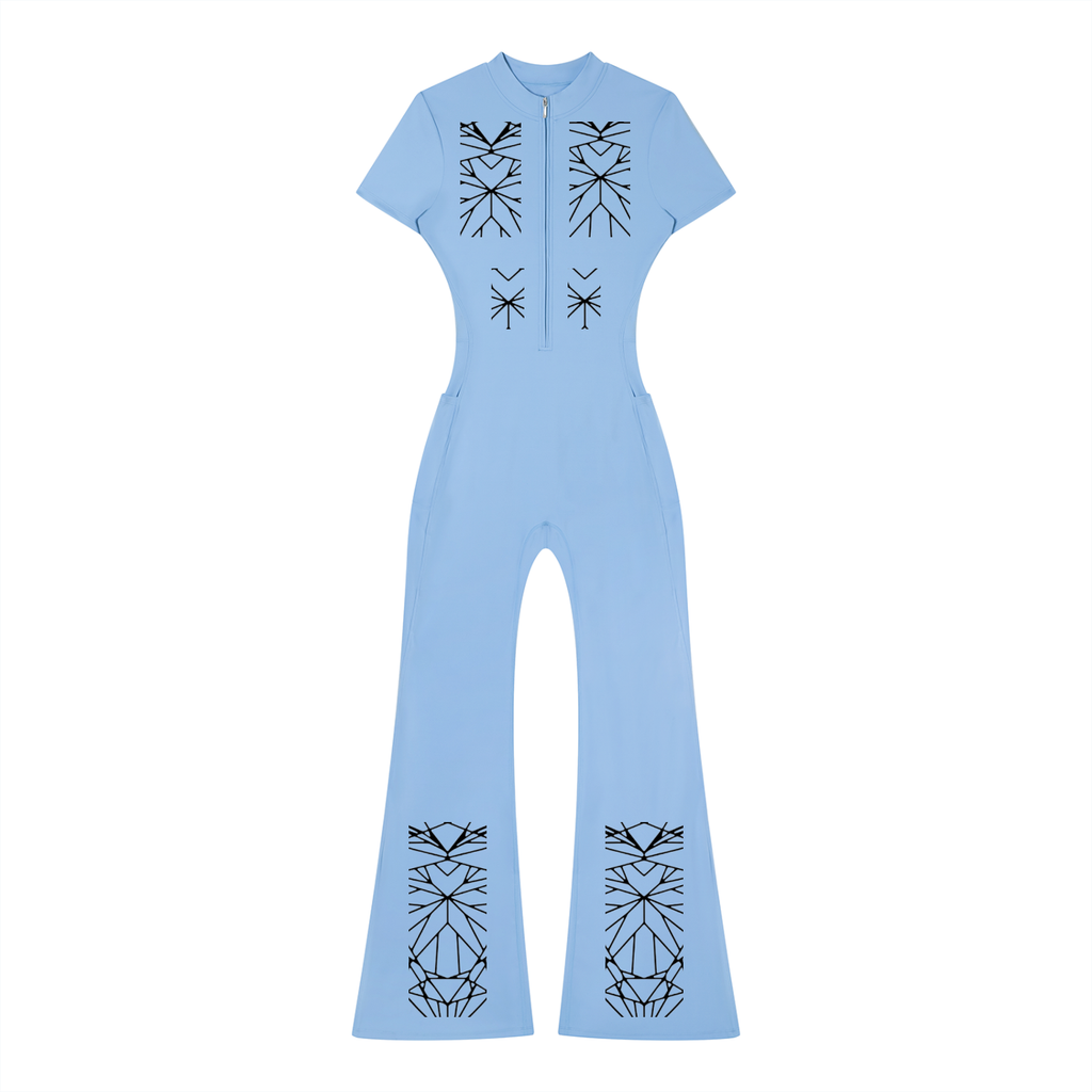 Women’s Tight Flared Leg Quarter-Zip Jumpsuit