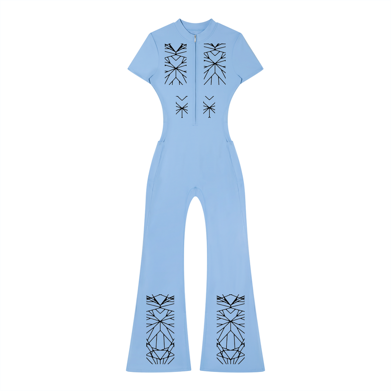 Women’s Tight Flared Leg Quarter-Zip Jumpsuit