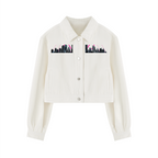 Neon City Nights Crop Denim Jacket