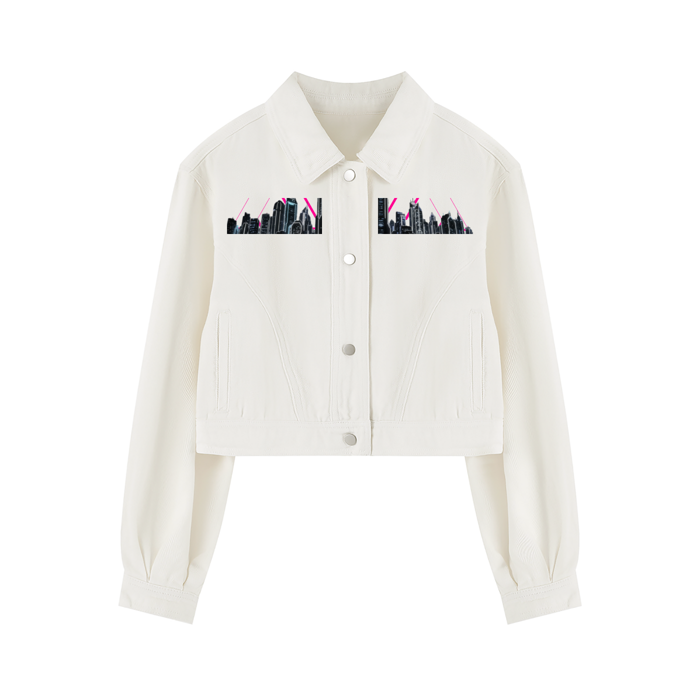 Neon City Nights Crop Denim Jacket