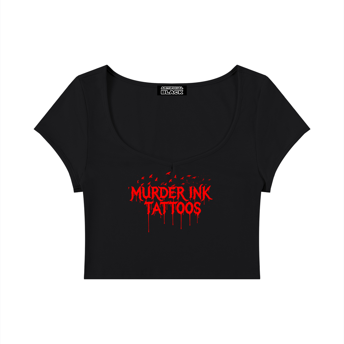 Women's Murder Ink Tattoos Slim Cap Sleeve Crop T