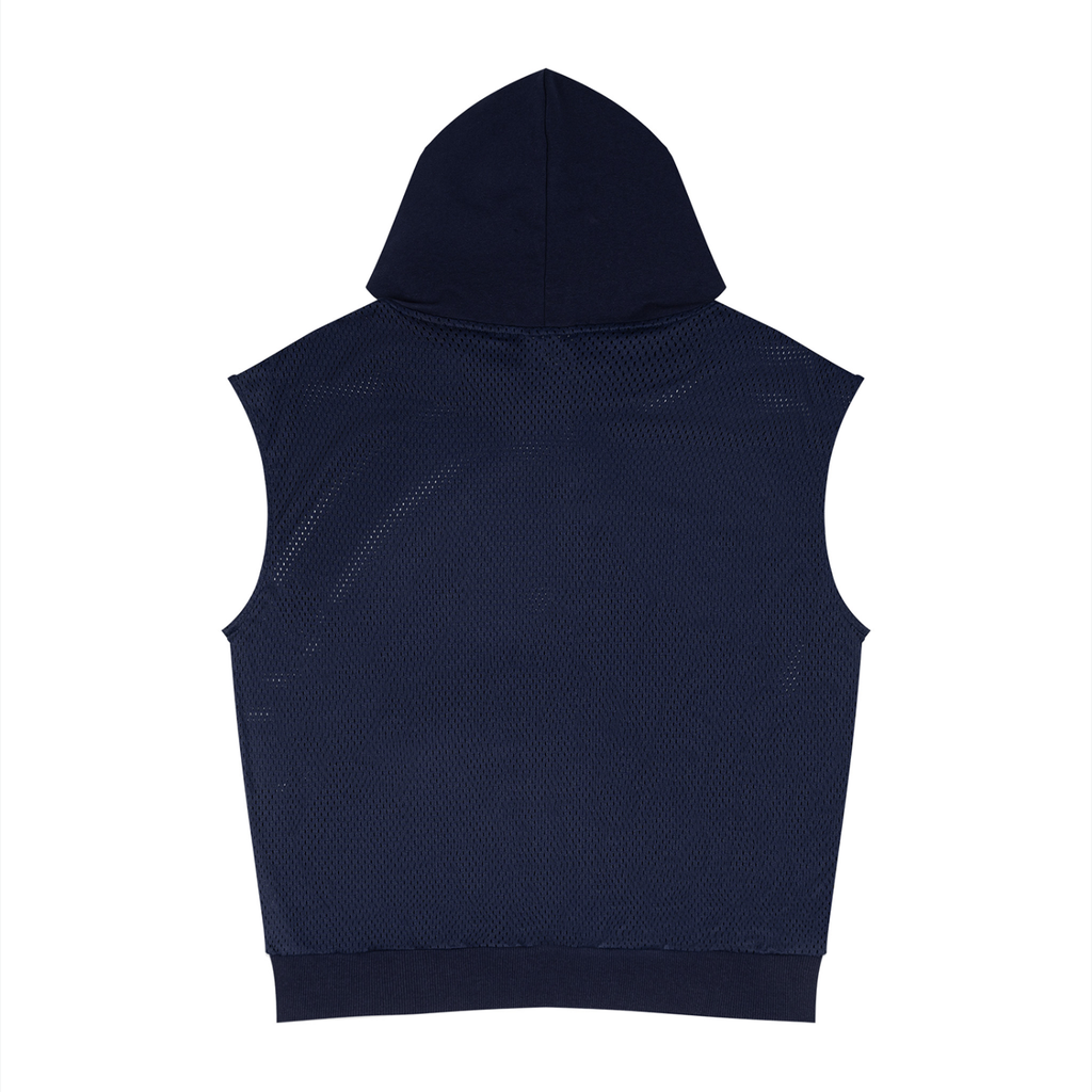 Unisex Artificial Athletics Mesh Sleeveless Hoodie