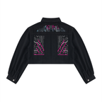 Neon City Nights Crop Denim Jacket