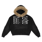 Sun Fade Boxy Logo Detachable Fur Hoodie