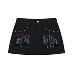 A.B. Neon Studded City Denim Mini Skirt