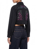 Neon City Nights Crop Denim Jacket