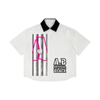 Unisex A.B.  Stencil Block Striped Boxy Contrast Collar Shirt