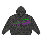 Unisex Leopard Print Waffle Full Zip Hoodie