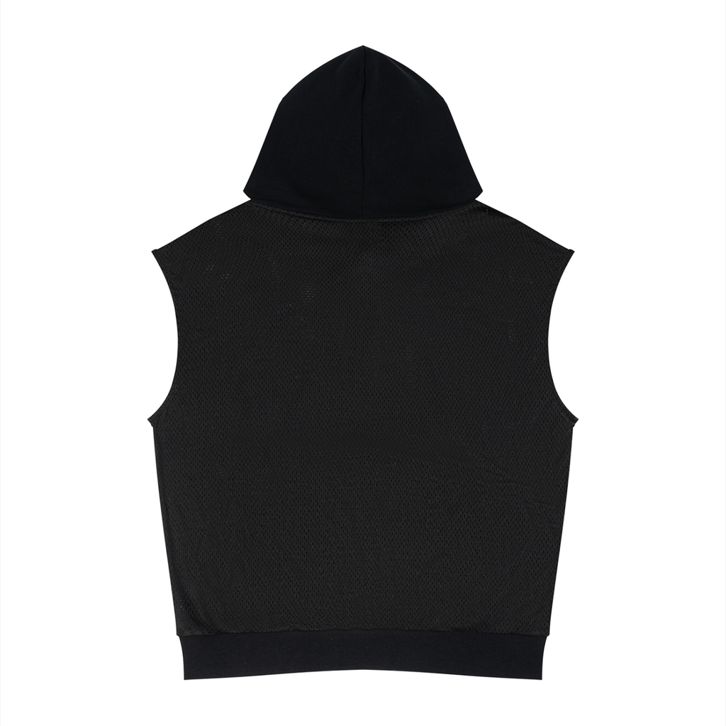 Unisex Artificial Athletics Mesh Sleeveless Hoodie