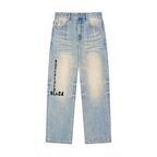 Stencil Logo Crossword Raw Hem Denim