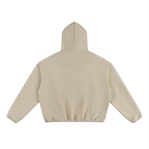 Sweat à capuche unisexe en polaire coupe boxy à passepoil