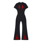 Empire of Fear & Power Flared Leg Quarter-Zip Jumpsuit