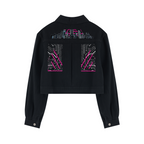 Neon City Nights Crop Denim Jacket