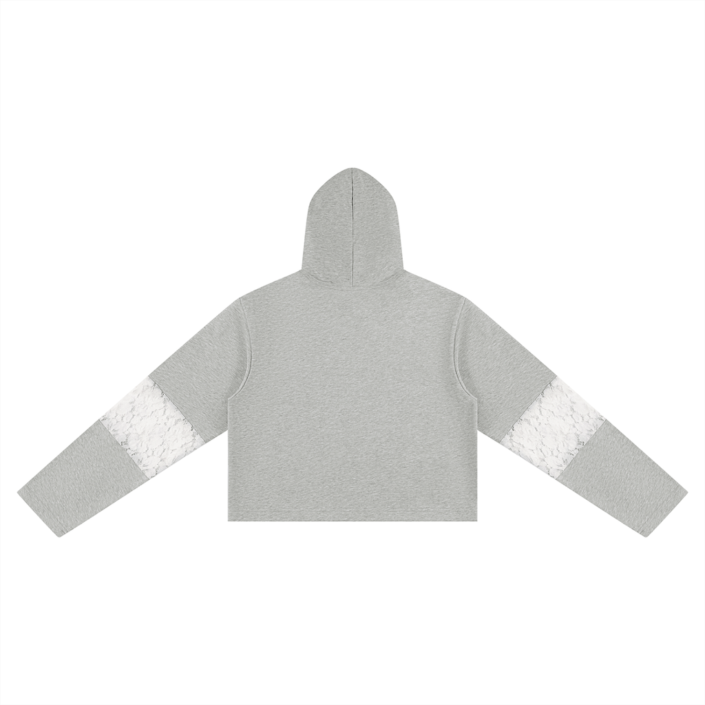 Women’s Cropped time Vines & Lace-Panel Hoodie