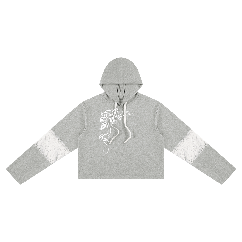 Women’s Cropped time Vines & Lace-Panel Hoodie